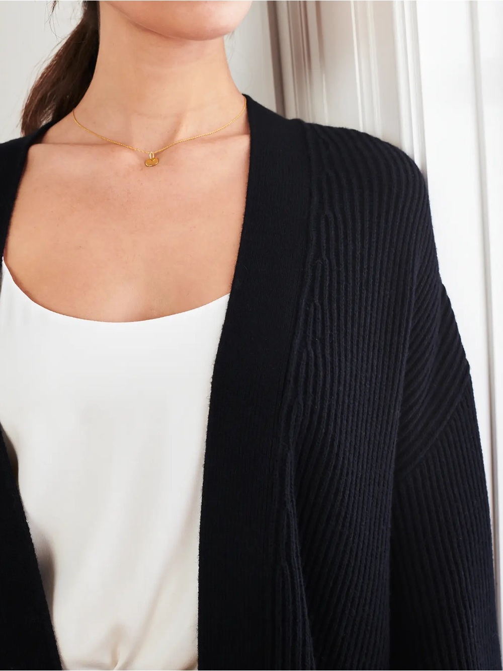 Quince 100% cotton Black Ribbed Open-Front Women’s Sweater Cardigan - Picture 1 of 6